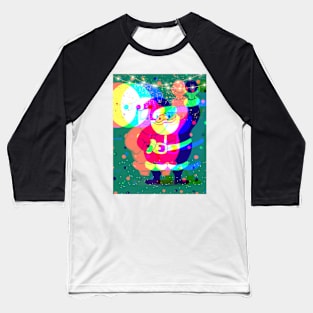 Psychedelic Trippy Xmas Bowling Santa Baseball T-Shirt